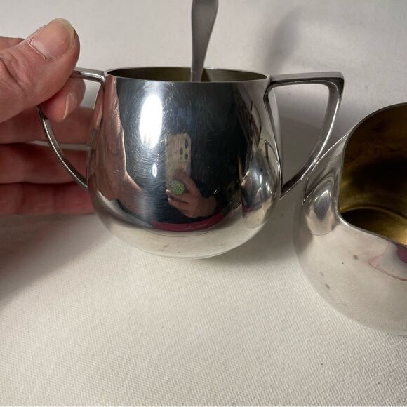 1950s Empire Craft's Quadruple Plate Creamer and Sugar Bowl Mid-Century Modern - Picture 7 of 12